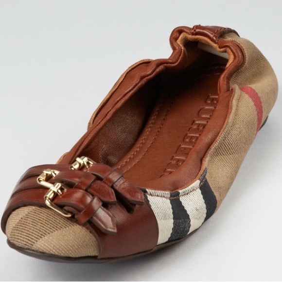 Burberry Ballet Flats in Nova Check Plaid with Brown Leather Triple Buckle EU 37 - Picture 16 of 16
